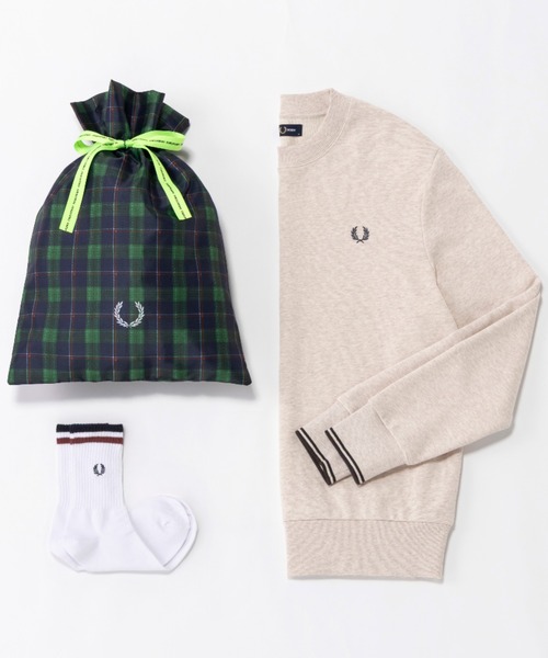FRED PERRY(フレッドペリー)の「ZOZO限定ギフトセット/フレッドペリースウェット&ソックスセット(スウェット・メンズ・ベージュ/ブラック・S/M/L/XL)」の2枚目の写真
