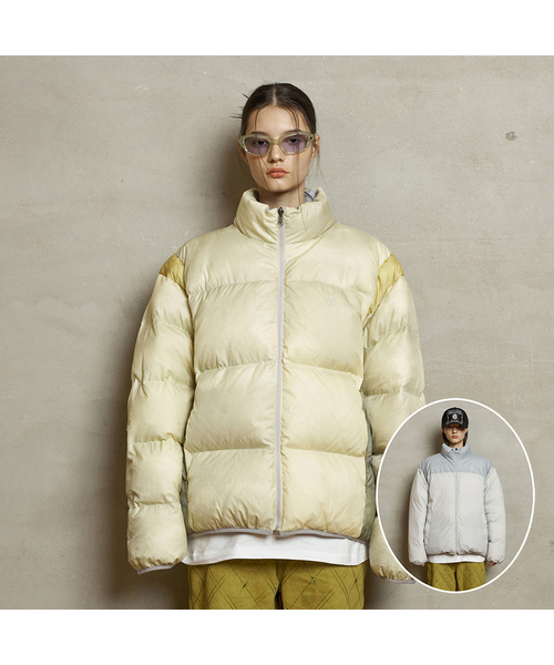 リバーシブルダウンジャケット / ライトイエロー