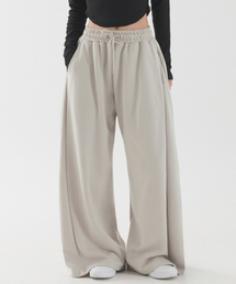 PIANER（ピアネール）の「サイドプリーツ切り替えワイドスウェットパンツ（ライトベージュ）（スウェットパンツ）」
