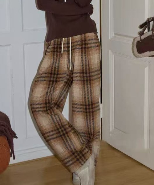 セール】裏起毛 チェックイージーパンツ（スウェットパンツ）｜Achic