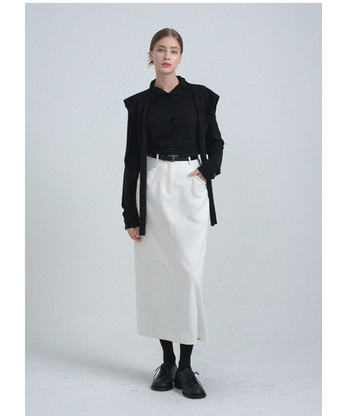 MICANE(ミケーネ)の「ジェイドロングスカート-ベルトセット(スカート・レディース・ブラック/アイボリー・SMALL/MEDIUM/LARGE/X-LARGE/XX-LARGE/X-SMALL)」の3枚目の写真