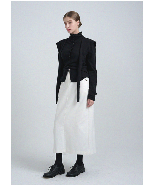 MICANE(ミケーネ)の「ジェイドロングスカート-ベルトセット(スカート・レディース・ブラック/アイボリー・SMALL/MEDIUM/LARGE/X-LARGE/XX-LARGE/X-SMALL)」の5枚目の写真