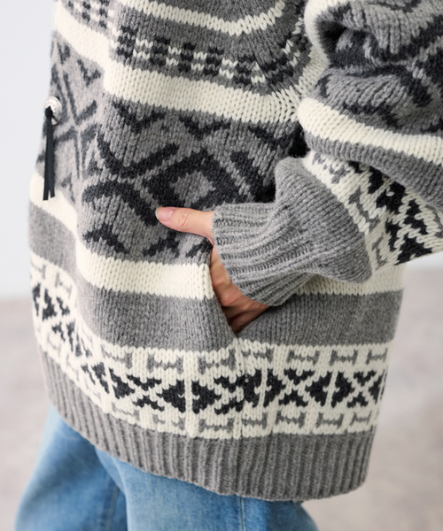 FRAMeWORK(フレームワーク)の「≪追加≫ジャガードカーディガン 2(カーディガン/ボレロ・レディース・グレー/アイボリー・FREE)」の4枚目の写真