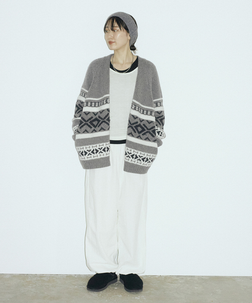 FRAMeWORK(フレームワーク)の「≪追加≫ジャガードカーディガン 2(カーディガン/ボレロ・レディース・グレー/アイボリー・FREE)」の13枚目の写真