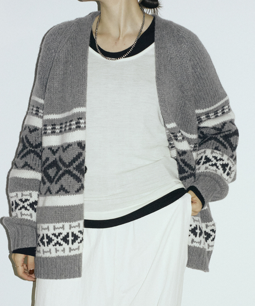 FRAMeWORK(フレームワーク)の「≪追加≫ジャガードカーディガン 2(カーディガン/ボレロ・レディース・グレー/アイボリー・FREE)」の14枚目の写真