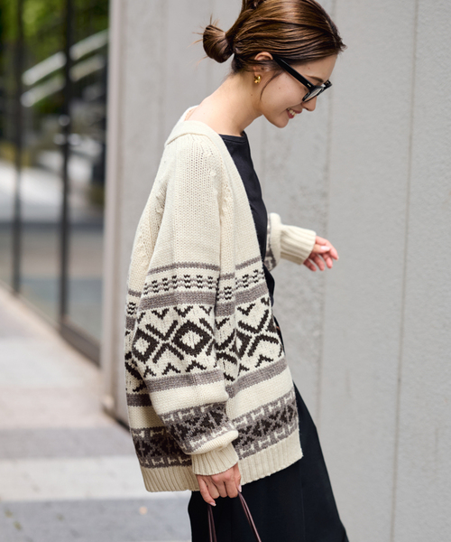 FRAMeWORK(フレームワーク)の「≪追加≫ジャガードカーディガン 2(カーディガン/ボレロ・レディース・グレー/アイボリー・FREE)」の22枚目の写真