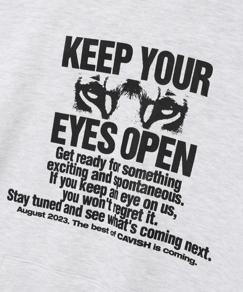 Cavish(カビシ)の「SLOGAN HOODIE LGHT GREY(CV2DFUM407A)(パーカー・レディース・ライトグレー・LARGE/MEDIUM/SMALL/X-LARGE)」の4枚目の写真