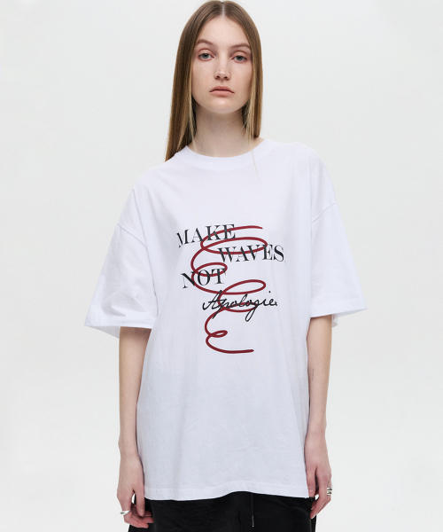 DNSR WOMEN(ディーエヌエスアールウーマン)の「オーバーサイズウェーブTシャツホワイト(Tシャツ/カットソー・レディース・その他・OS)」の1枚目の写真