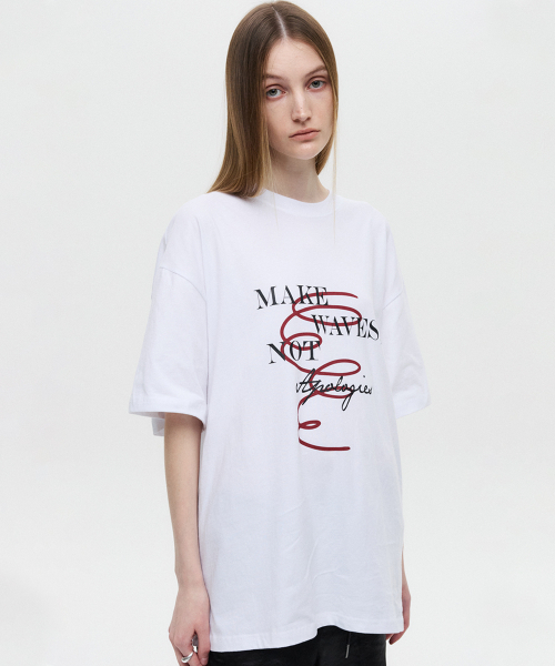 DNSR WOMEN(ディーエヌエスアールウーマン)の「オーバーサイズウェーブTシャツホワイト(Tシャツ/カットソー・レディース・その他・OS)」の2枚目の写真