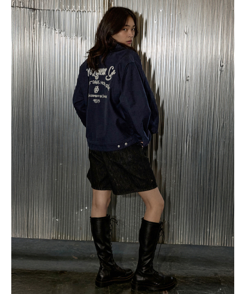 ハンター 5508 チェーン刺繍 オーバーサイズ ネイビー ジップアップジャケット