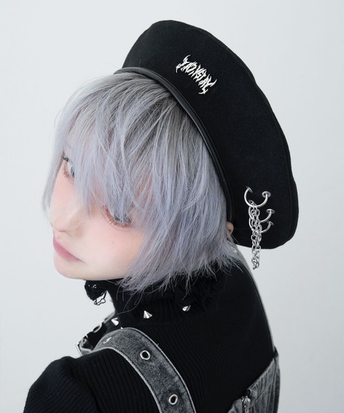 LAZYSLAY(レイジースレイ)の「チェーンロゴベレー帽(ハンチング/ベレー帽・レディース・ブラック・FREE)」の6枚目の写真