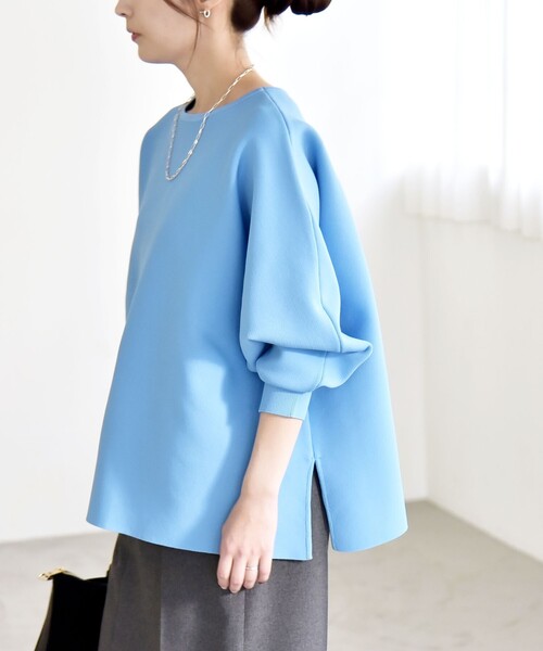 quaranciel（カランシエル）の「quaranciel:〈手洗い可能〉ボートネック ワイド ニット プルオーバー（ニット/セーター・レディース・ライトブルー/ネイビー・ONE SIZE）」の13枚目の写真