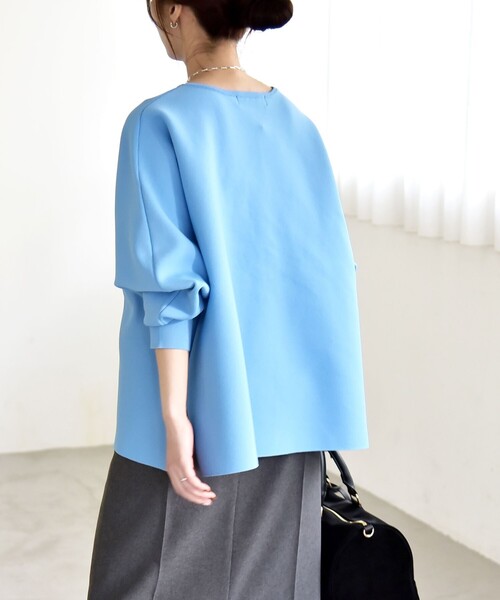 quaranciel（カランシエル）の「quaranciel:〈手洗い可能〉ボートネック ワイド ニット プルオーバー（ニット/セーター・レディース・ライトブルー/ネイビー・ONE SIZE）」の14枚目の写真