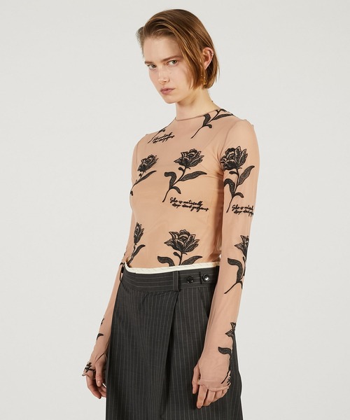 PRANK PROJECT（プランクプロジェクト）の「フラワーエンブロイダリートップス / Flower Embroidery Tops（その他トップス・レディース・ブラック/ベージュ・FREE）」の7枚目の写真