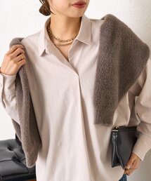 【春まで着れる/小顔効果◎】袖ボタンスキッパーシャツ