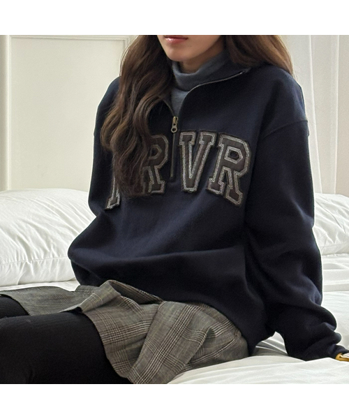 FRIVER07（フリバー07）の「FRIVER ハーフジップスウェットシャツ [FRFA03LT02]_ワイン（スウェット・レディース・チャコール/ワイン/ネイビー・FREE）」の3枚目の写真