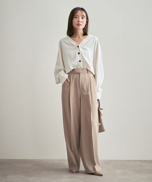 Noble（ノーブル）の「《追加・WEB限定カラー》エステルダブルクロスカーデブラウス（シャツ/ブラウス・レディース・ベージュ/ホワイト系その他/ベージュ系その他・FREE）」の13枚目の写真