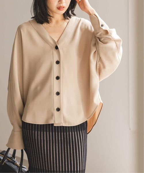 追加・WEB限定カラー》エステルダブルクロスカーデブラウス（シャツ