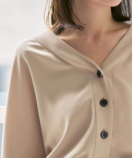 Noble（ノーブル）の「《追加・WEB限定カラー》エステルダブルクロスカーデブラウス（シャツ/ブラウス・レディース・ベージュ/ホワイト系その他/ベージュ系その他・FREE）」の20枚目の写真