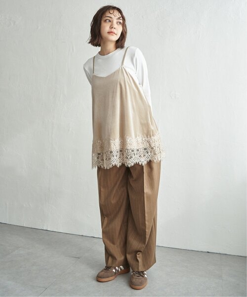 notch.（ノッチ）の「ベロアレースキャミソール（キャミソール・レディース・ブラック/ベージュ・M）」の3枚目の写真