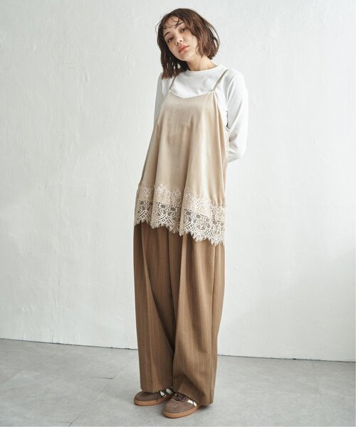 notch.（ノッチ）の「ベロアレースキャミソール（キャミソール・レディース・ブラック/ベージュ・M）」の4枚目の写真