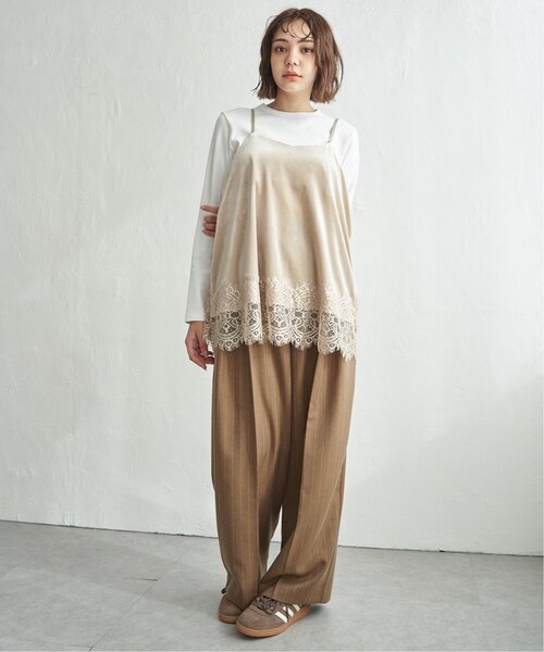 notch.（ノッチ）の「ベロアレースキャミソール（キャミソール・レディース・ブラック/ベージュ・M）」の5枚目の写真