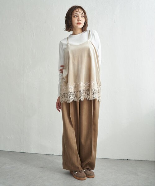 notch.（ノッチ）の「ベロアレースキャミソール（キャミソール・レディース・ブラック/ベージュ・M）」の6枚目の写真