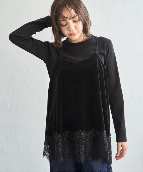 notch.（ノッチ）の「ベロアレースキャミソール（キャミソール・レディース・ブラック/ベージュ・M）」の7枚目の写真