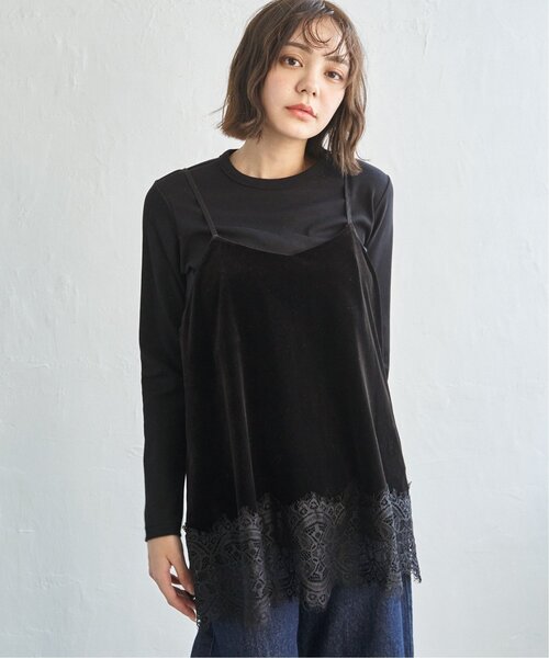 notch.（ノッチ）の「ベロアレースキャミソール（キャミソール・レディース・ブラック/ベージュ・M）」の8枚目の写真