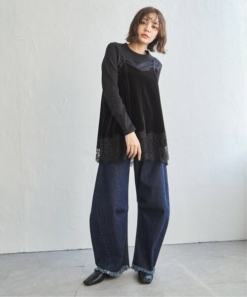 notch.（ノッチ）の「ベロアレースキャミソール（キャミソール・レディース・ブラック/ベージュ・M）」の9枚目の写真