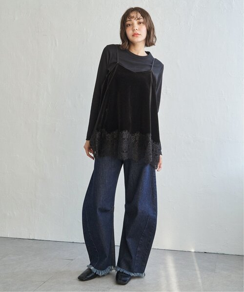 notch.（ノッチ）の「ベロアレースキャミソール（キャミソール・レディース・ブラック/ベージュ・M）」の11枚目の写真