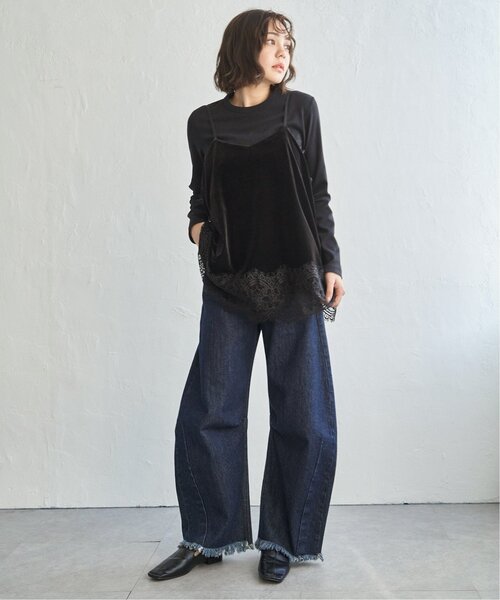 notch.（ノッチ）の「ベロアレースキャミソール（キャミソール・レディース・ブラック/ベージュ・M）」の12枚目の写真