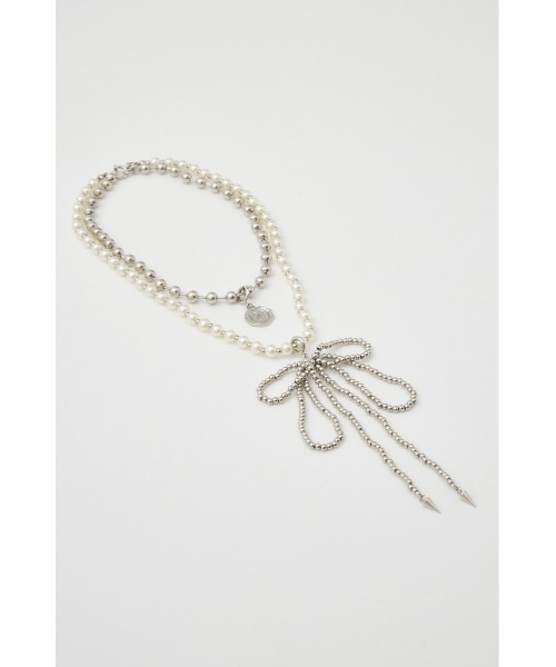 SLY（スライ）の「MANY WAY F/PEARL BALL N/C メニ－ウェイ フェイクパール ボール ネックレス（ネックレス・レディース・シルバー・FREE）」の2枚目の写真