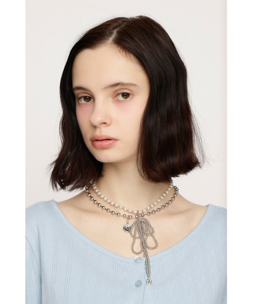 SLY（スライ）の「MANY WAY F/PEARL BALL N/C メニ－ウェイ フェイクパール ボール ネックレス（ネックレス・レディース・シルバー・FREE）」の8枚目の写真