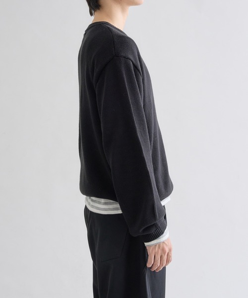EPNK（イーピーエヌケー）の「Contrast Button Henley Neck Knit / コントラストボタンヘンリーネックニット（ニット/セーター・メンズ・アイボリー/ブラック・SMALL/LARGE/MEDIUM）」の18枚目の写真