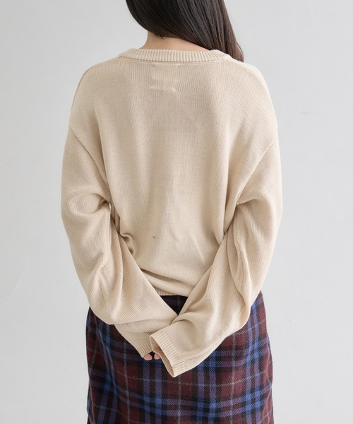 EPNK（イーピーエヌケー）の「Contrast Button Henley Neck Knit / コントラストボタンヘンリーネックニット（ニット/セーター・メンズ・アイボリー/ブラック・SMALL/LARGE/MEDIUM）」の6枚目の写真