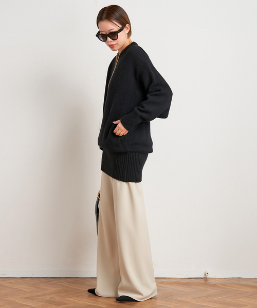 AP STUDIO（エーピーストゥディオ）の「ウールカシミヤクルーネックチュニックニット（ニット/セーター・レディース・ブラック/ブラウン/グレー・FREE）」の15枚目の写真