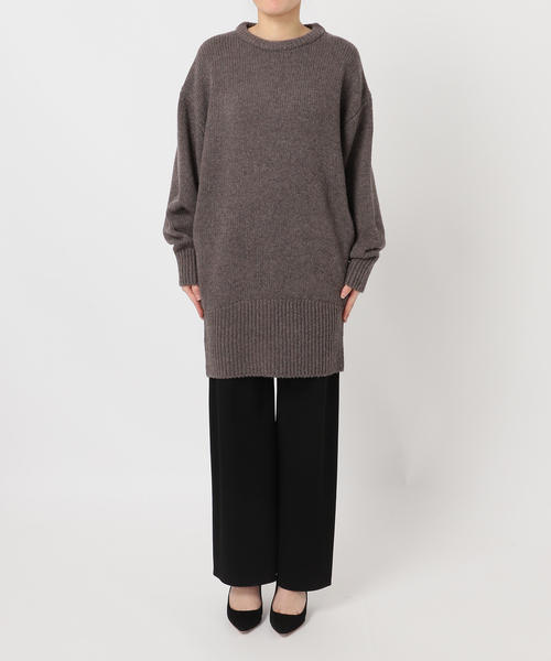 AP STUDIO（エーピーストゥディオ）の「ウールカシミヤクルーネックチュニックニット（ニット/セーター・レディース・ブラック/ブラウン/グレー・FREE）」の8枚目の写真