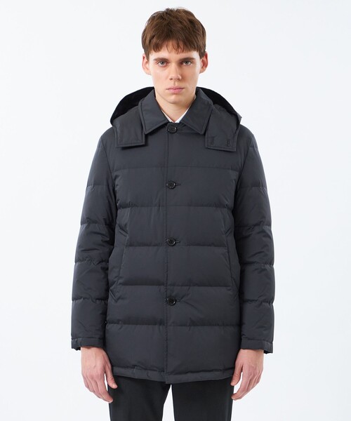 MACKINTOSH PHILOSOPHY(マッキントッシュ フィロソフィー)の「ナイロンハイマルチ WELLINGTON HOOD BT short(ウェリントンフードボタンスルーショート)(ダウンジャケット/コート・メンズ・グレー系その他/ブラック・38/40/42)」の4枚目の写真