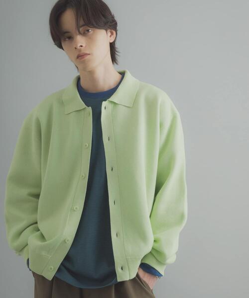 SENSE OF PLACE by URBAN RESEARCH（センスオブプレイスバイアーバンリサーチ）の「『洗濯可』スウェットライクポロカーディガン（カーディガン/ボレロ・メンズ・ライトグレー/ミント/ネイビー・MEDIUM/LARGE）」の2枚目の写真