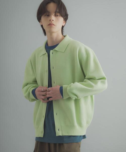 SENSE OF PLACE by URBAN RESEARCH（センスオブプレイスバイアーバンリサーチ）の「『洗濯可』スウェットライクポロカーディガン（カーディガン/ボレロ・メンズ・ライトグレー/ミント/ネイビー・MEDIUM/LARGE）」の9枚目の写真