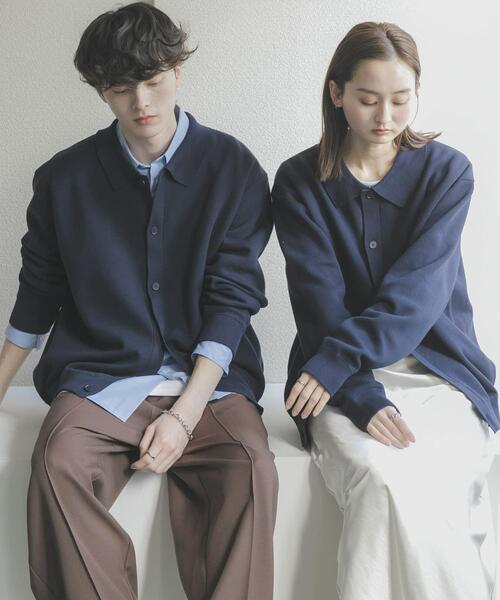 SENSE OF PLACE by URBAN RESEARCH（センスオブプレイスバイアーバンリサーチ）の「『ユニセックス』『洗濯可』スウェットライクポロカーディガン（カーディガン/ボレロ・メンズ・ミント/ネイビー/ライトグレー・MEDIUM/LARGE）」の15枚目の写真