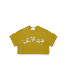 ANGLAN（アングラン）の「[AG.W] Applique Crop Half Tee - Mustard（Tシャツ/カットソー）」