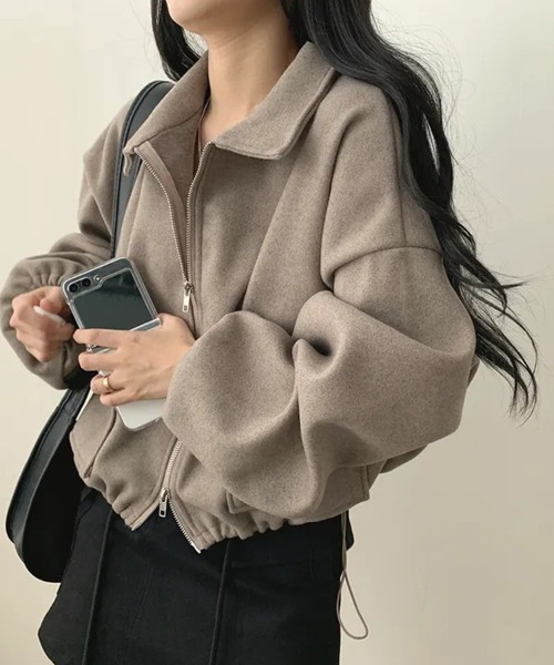 SallyLunn(サリーラン)の「コード付きダブルZIPブルゾン(ブルゾン・レディース・ベージュ/ブラック/ライトグレー・MEDIUM/LARGE)」の6枚目の写真