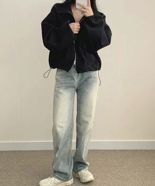 SallyLunn(サリーラン)の「コード付きダブルZIPブルゾン(ブルゾン・レディース・ベージュ/ブラック/ライトグレー・MEDIUM/LARGE)」の4枚目の写真