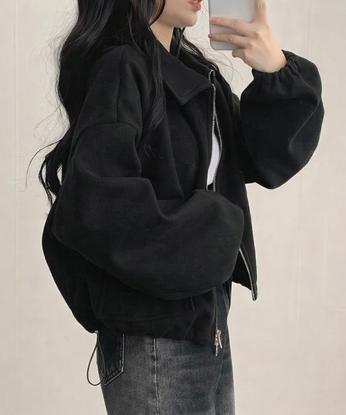 SallyLunn(サリーラン)の「コード付きダブルZIPブルゾン(ブルゾン・レディース・ベージュ/ブラック/ライトグレー・MEDIUM/LARGE)」の7枚目の写真