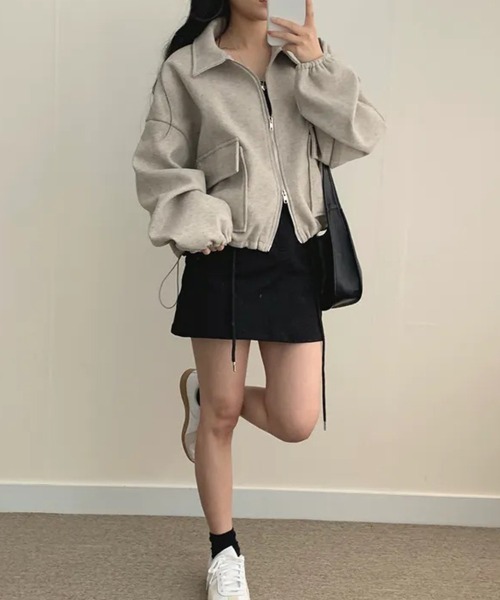 SallyLunn(サリーラン)の「コード付きダブルZIPブルゾン(ブルゾン・レディース・ベージュ/ブラック/ライトグレー・MEDIUM/LARGE)」の15枚目の写真