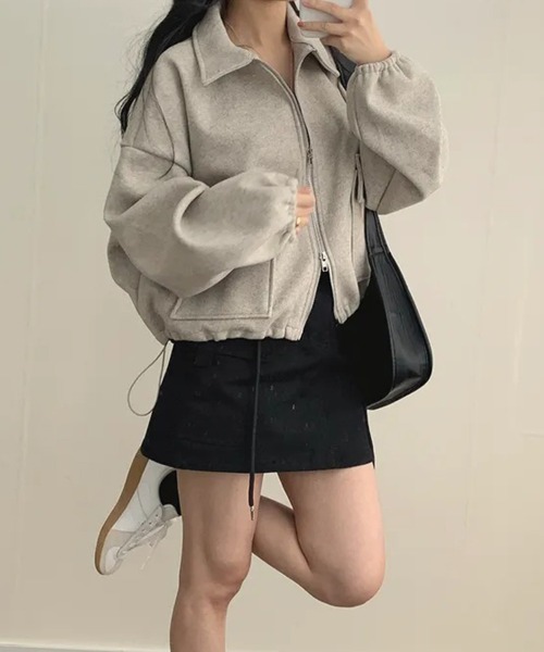 SallyLunn(サリーラン)の「コード付きダブルZIPブルゾン(ブルゾン・レディース・ベージュ/ブラック/ライトグレー・MEDIUM/LARGE)」の5枚目の写真
