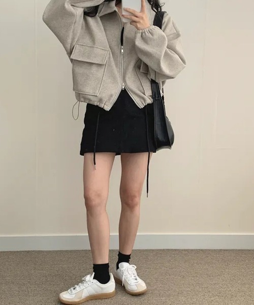 SallyLunn(サリーラン)の「コード付きダブルZIPブルゾン(ブルゾン・レディース・ベージュ/ブラック/ライトグレー・MEDIUM/LARGE)」の13枚目の写真
