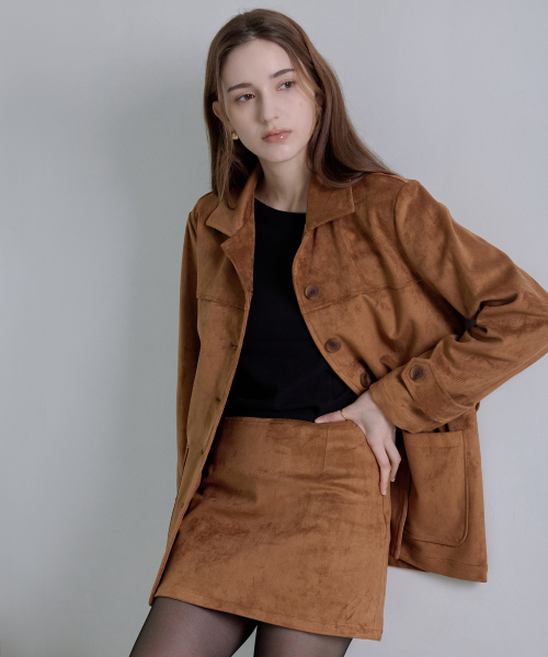 HYEYEONG KIM(ヘヨン キム)の「コーディネートセットスエードシングルボタンジャケット-キャメル(チェスターコート・レディース・その他・FREE)」の2枚目の写真